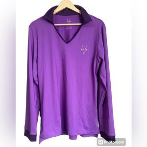 Roaming DHABI design long sleeve purple‎ golf shirt outdoor activities V neck